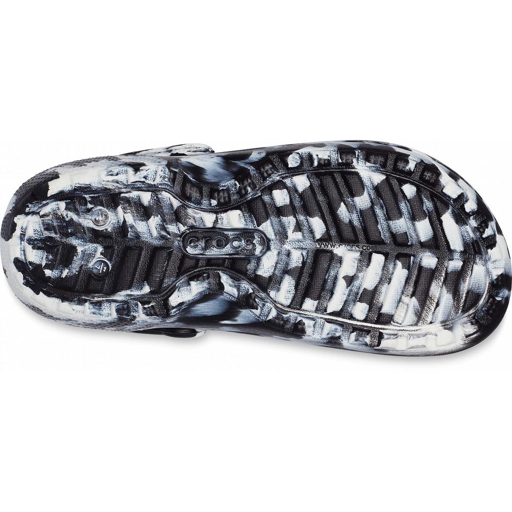 Sabots Crocs Classiche Doublée Marbled Homme Noir Blanche | France 0798KORI